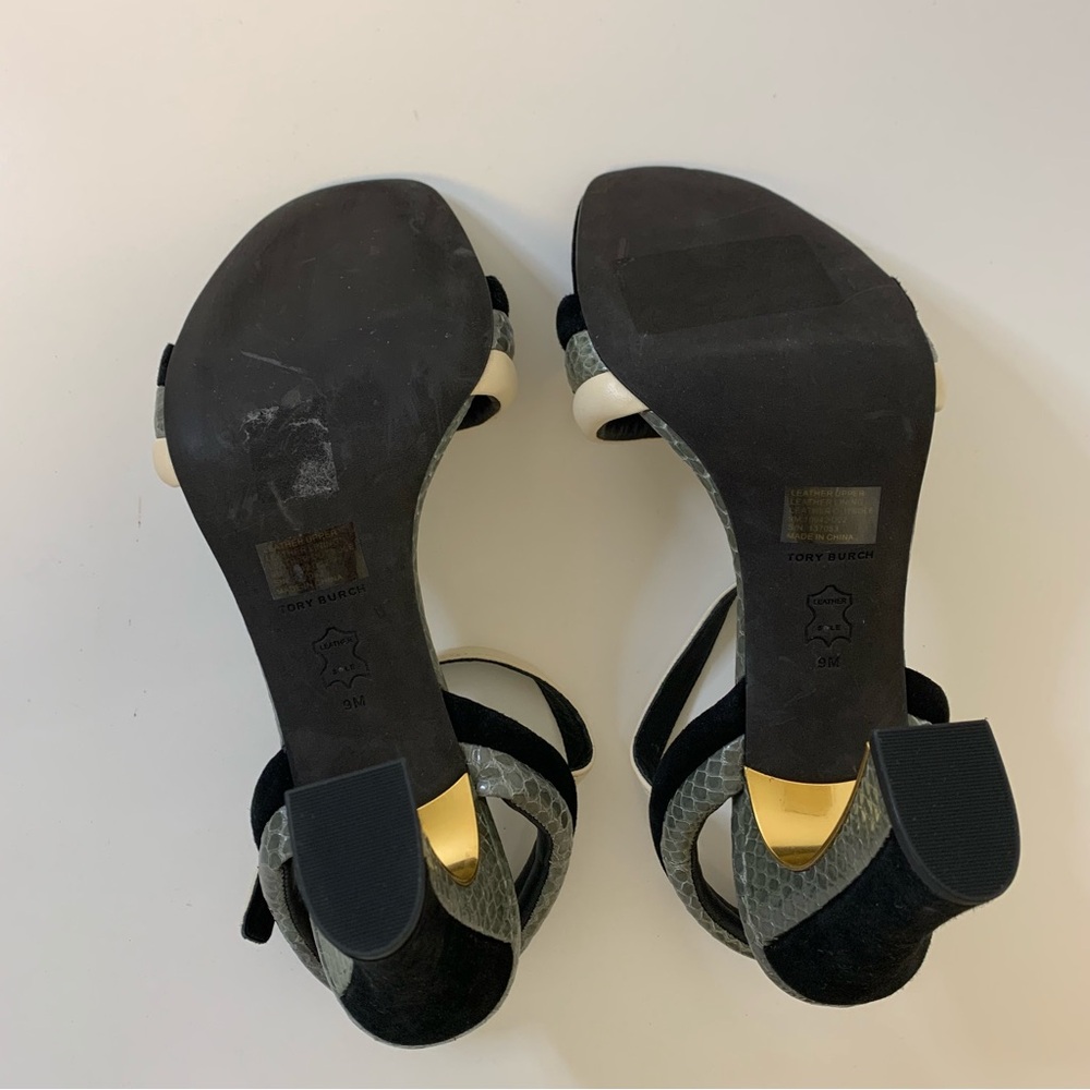 Tory Burch Puffed Up Suede and Snakeskin Embossed Leather Sandal NWOB Size 9 - Picture 6 of 6